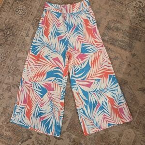 Cynthia Rowley 100% Linen Palm Print Pants